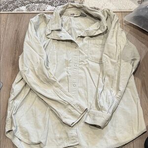 Faded Glory Women's Light Gray Button Down Shirt